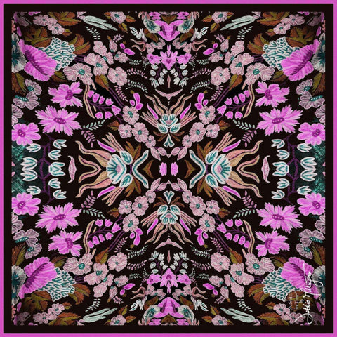 Floral Pink Silk Scarf 136x136cm