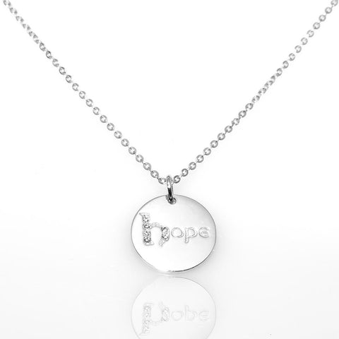 Dream, Hope, Love Sterling Silver w. Swarovski Hope Pendant Necklace