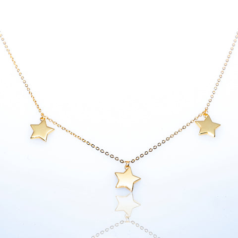 Saoirse Sterling Silver w. Gold Plating Trio of Stars Necklace