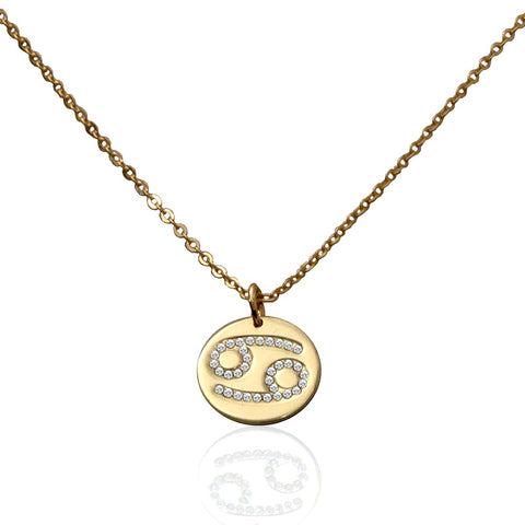Saoirse Zodiac Signs Sterling Silver w. Gold Plating & Swarovski Stones Cancer Pendant Necklace