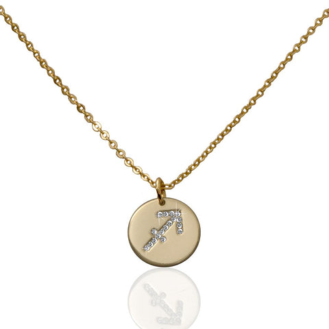 Saoirse Zodiac Signs Sterling Silver w. Gold Plating & Swarovski Stones Sagittarius Pendant Necklace
