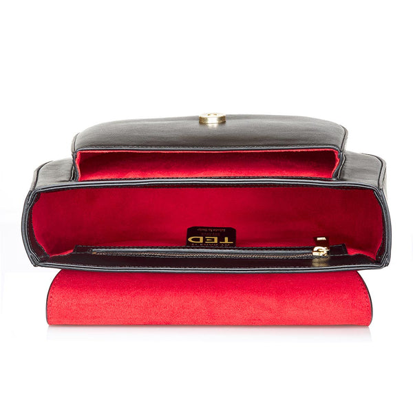 Black leather bag with red interior new arrivals