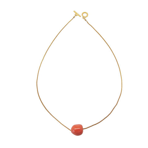 Nugget Single Gold-Plated Coral Necklace