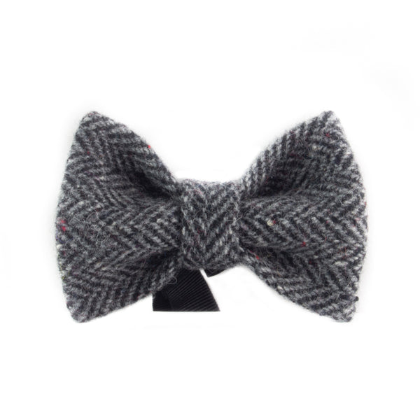 Donegal Tweed Grey & Black Bow Tie