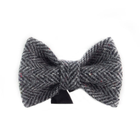Donegal Tweed Grey & Black Bow Tie