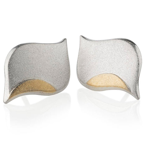 Gold Dance Sterling Silver & 18ct Gold Stud Earrings Large
