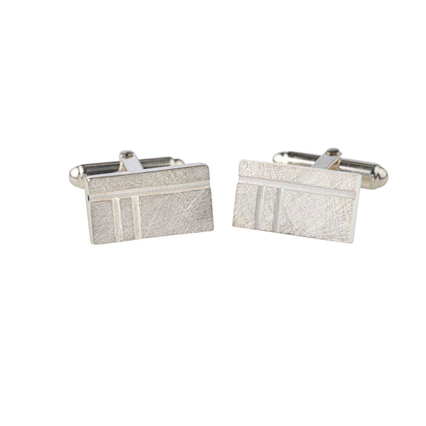 Ogham Sterling Silver Oblong Oak Cufflinks