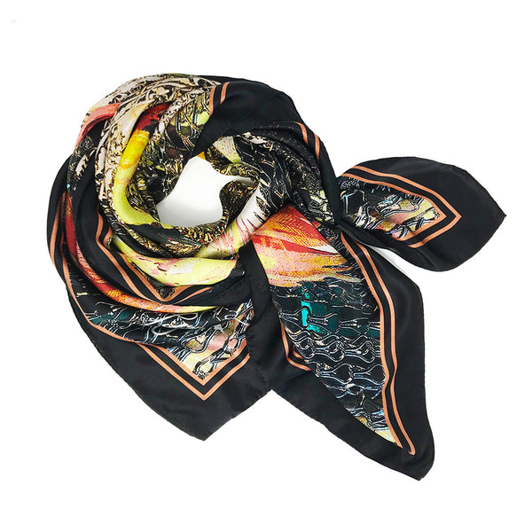 Birds of Paradise Gold Silk Scarf 136x136cm