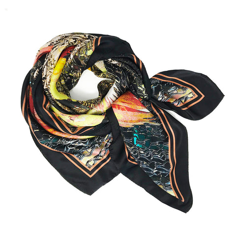 Birds of Paradise Gold Silk Scarf 136x136cm