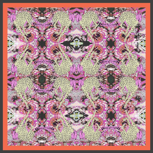 Cheetahs Orange Silk Scarf 136x136cm