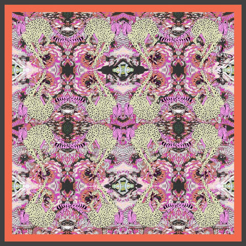 Cheetahs Orange Silk Scarf 136x136cm