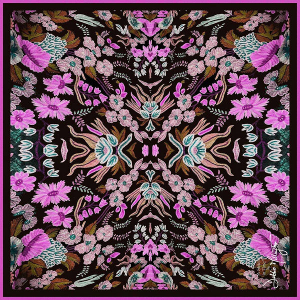 Floral Pink Silk Scarf 136x136cm