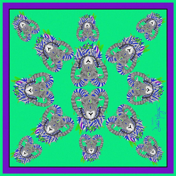 Jester Green Silk Scarf 136x136cm