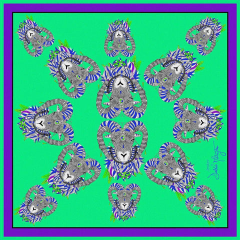 Jester Green Silk Scarf 136x136cm