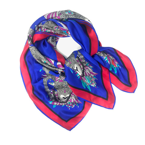 Jester Royal Blue Silk Scarf 136x136cm