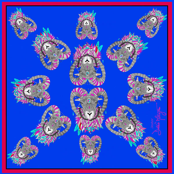 Jester Royal Blue Silk Scarf 136x136cm