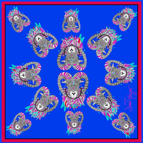 Jester Royal Blue Silk Scarf 136x136cm