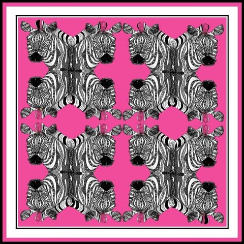 Zebra Pink Silk Pocket Square 45x45cm