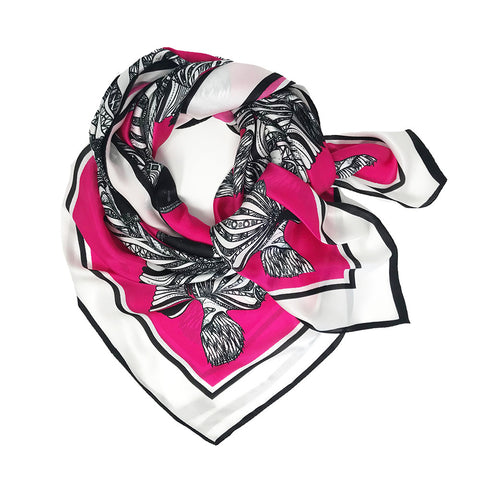 Zebras Pink Silk Scarf 136x136cm