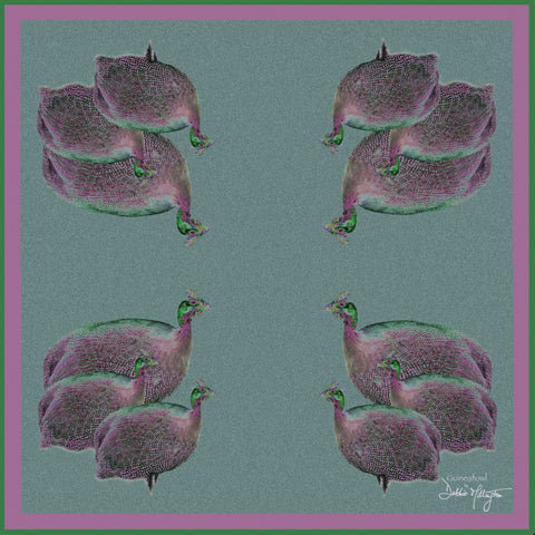 Guineas Teal Silk Scarf 136x136cm