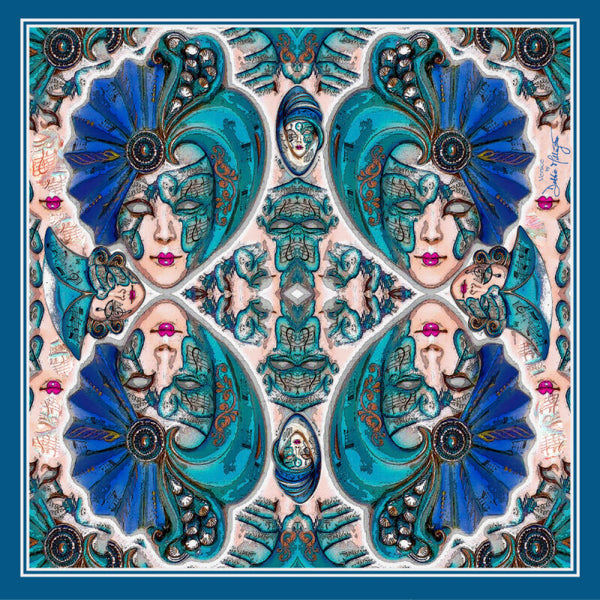 Venice Masks Silk Scarf 136x136cm