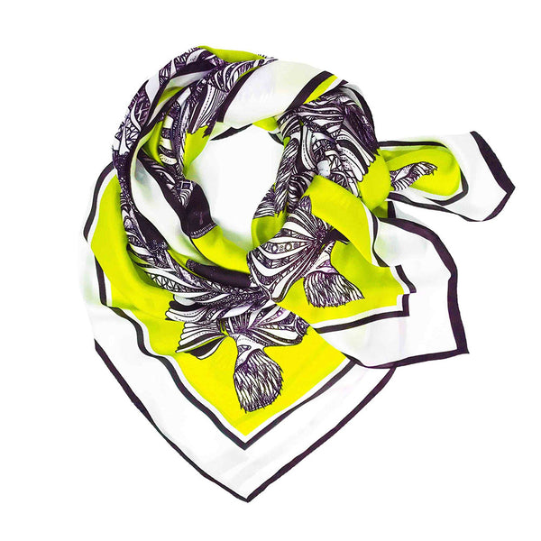Zebras Yellow Silk Scarf 136x136cm