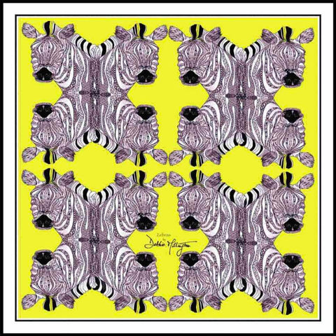 Zebras Yellow Silk Scarf 136x136cm