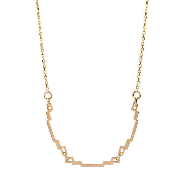 Architectural/Art Deco Gold Three Links Art Deco Necklace