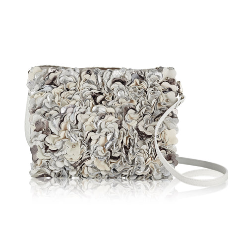 Alexa Silver & White Leather Cross Body Bag