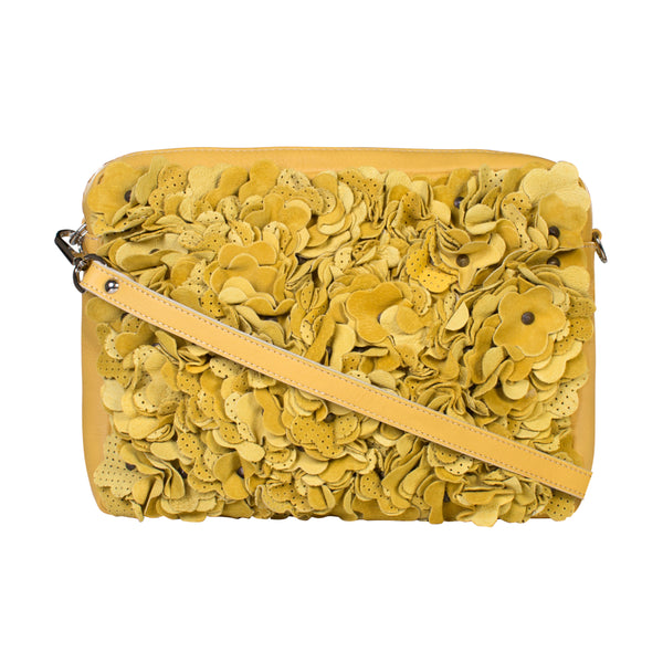 Belle Yellow Leather Cross Body Bag