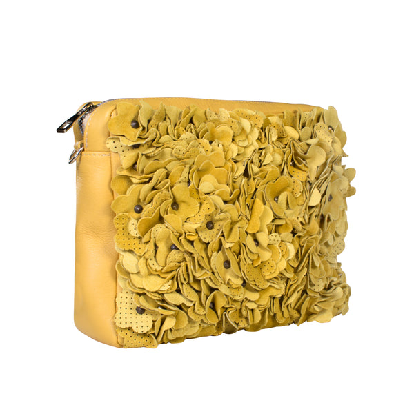 Belle Yellow Leather Cross Body Bag
