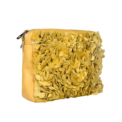 Belle Yellow Leather Cross Body Bag