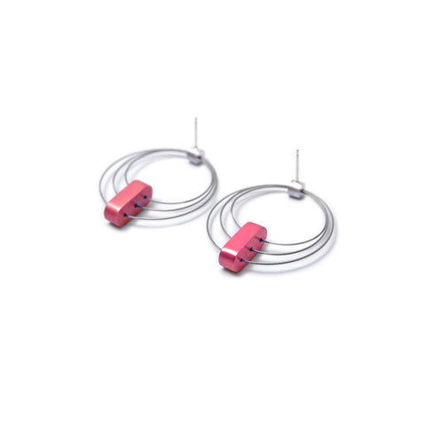 Mezzoforte Wine Red Aluminium Trio Drop Earrings