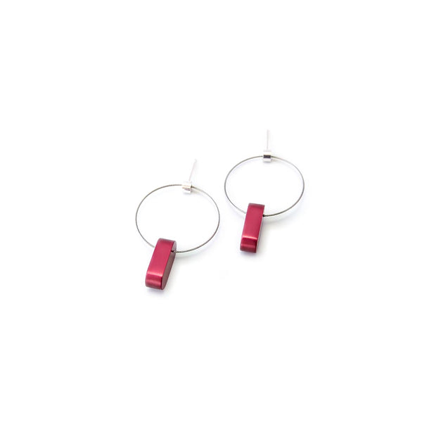 Mezzoforte Wine Red Aluminium Solo Drop Earrings