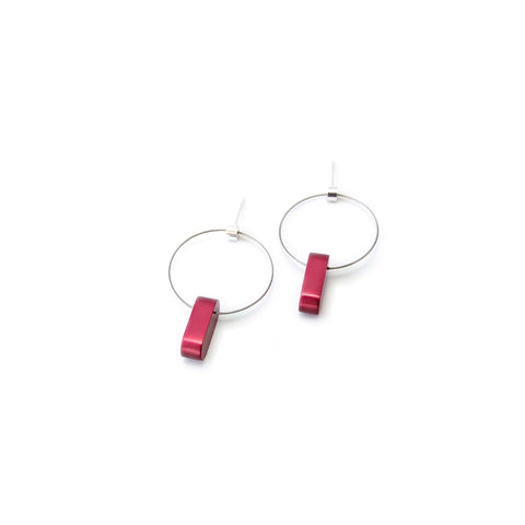 Mezzoforte Wine Red Aluminium Solo Drop Earrings