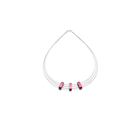 Mezzoforte Wine Red Aluminium Trio Necklace
