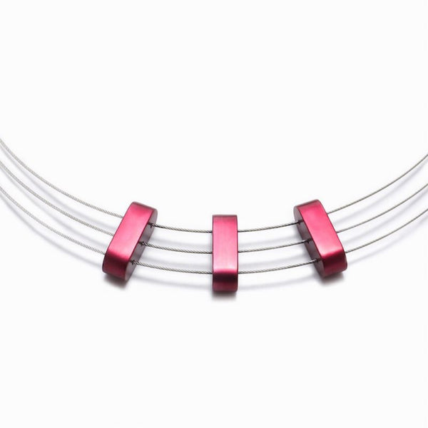 Mezzoforte Wine Red Aluminium Trio Necklace