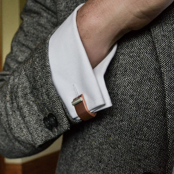 Ogive Light Copper Aluminium & Silver Cufflinks