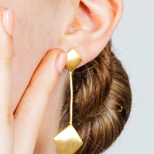 Art Deco Gold-Plated Drop Earrings