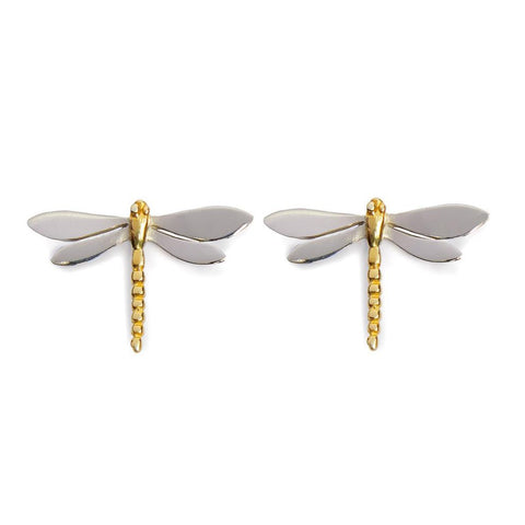 Dragonfly Gold-Plated & Silver Stud Earrings