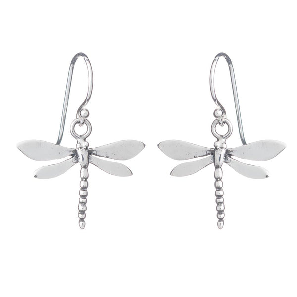 Dragonfly Silver Drop Earrings - Small