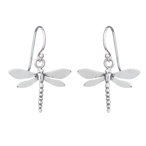 Dragonfly Silver Drop Earrings - Small