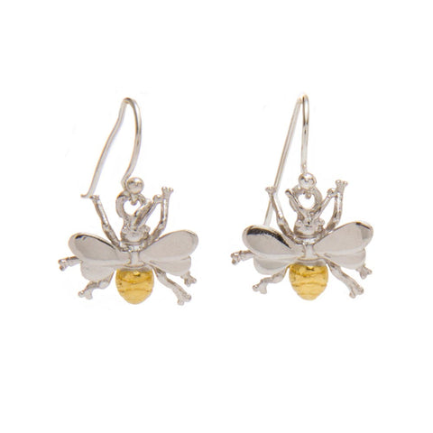 Bee Gold-Plated & Silver Dangley Drop Earrings