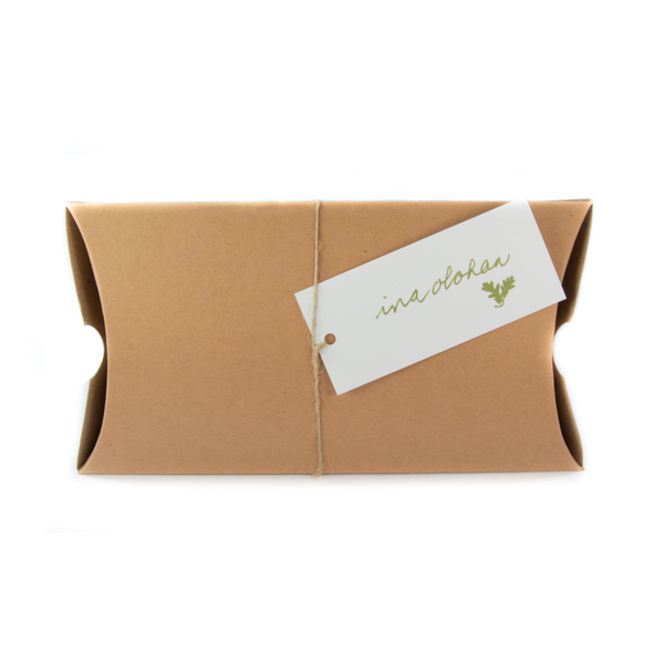 Irish linen White Pocket Square w. Brown Stitching