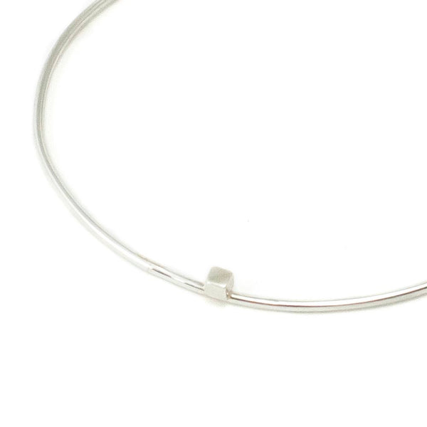 Block Cube Bangle Silver Bracelet