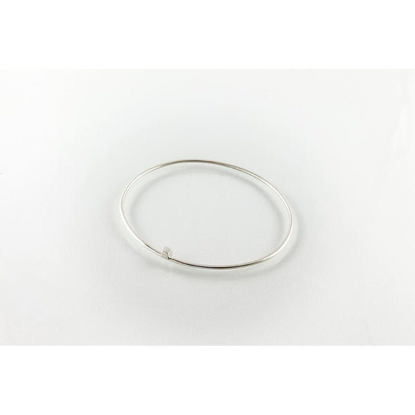 Block Cube Bangle Silver Bracelet