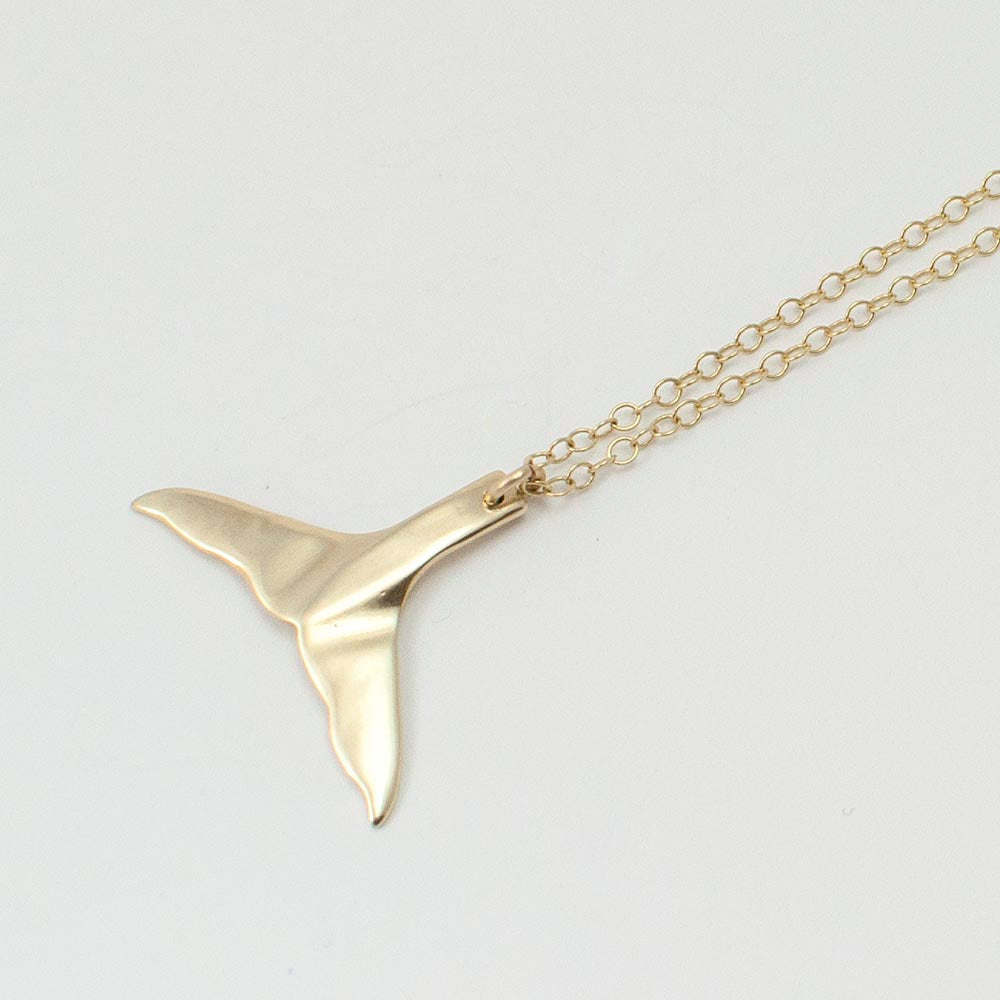 Real 14k Solid Gold Whale Tail Necklace, Personalized Whale Tail Pendant, Whale  Tail Charm Jewelry, Gold Whale Tail Disc, Ocean Pendant Gift - Etsy