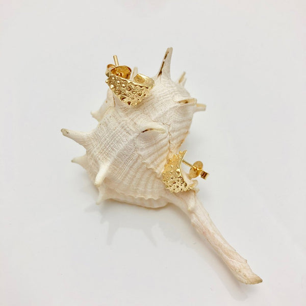 Sea Urchin Gold Wrap Stud Earrings