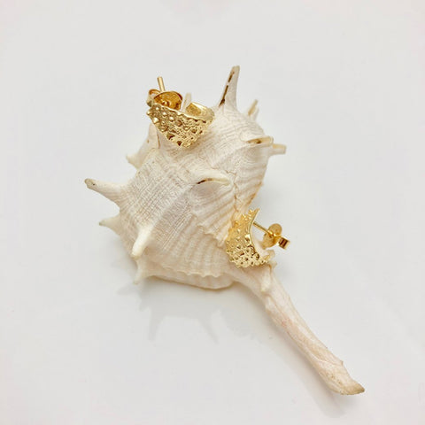 Sea Urchin Gold Wrap Stud Earrings