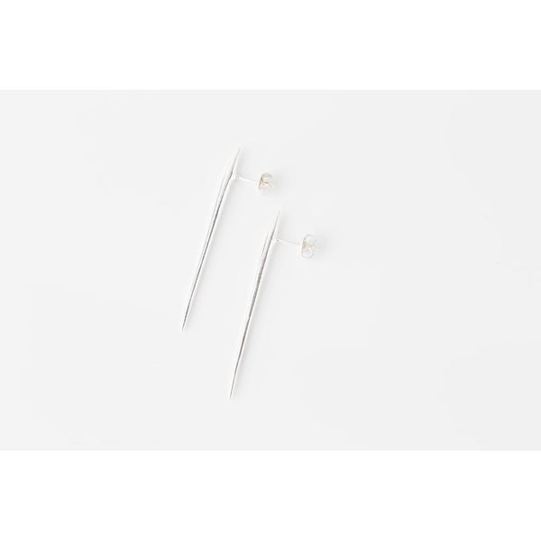 Sea Urchin Silver Spine Drop Earrings - Large